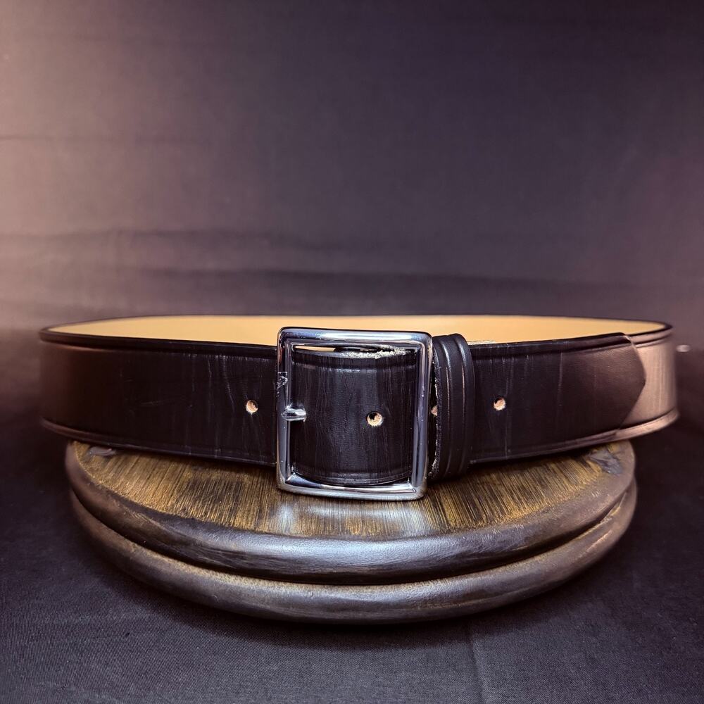 Dutyman Uniform Belt Size 40" Government Spec Plain Black Leather Chrome 1611